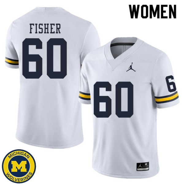 Women Michigan Wolverines #60 Luke Fisher White High School Jersey